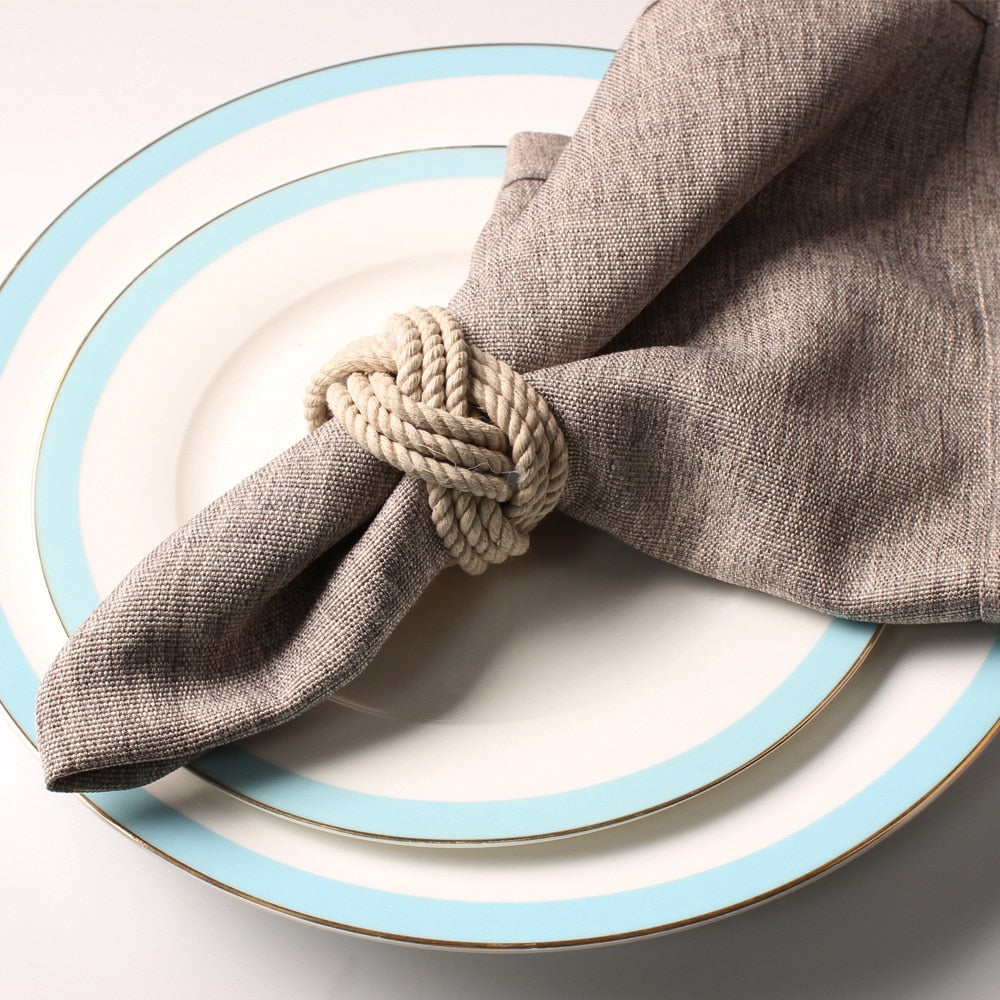 Geflochtener Jute Serviettenring - Set von 10