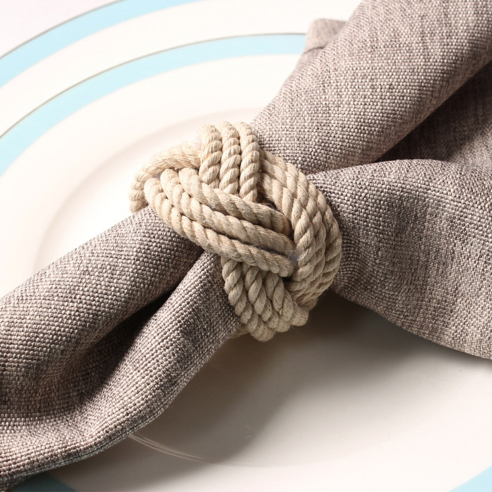Geflochtener Jute Serviettenring - Set von 10
