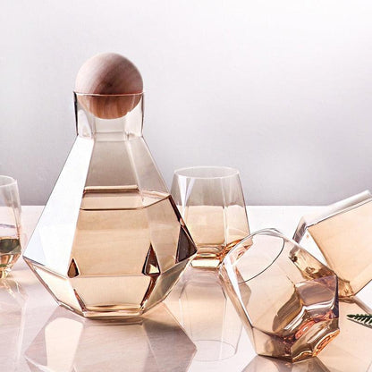Frendorf | Glasselle Diamant Glas Set | Handgefertigte Trinkgläser & Karaffen | Luxuriöse Glasware für Wein, Wasser & Cocktails