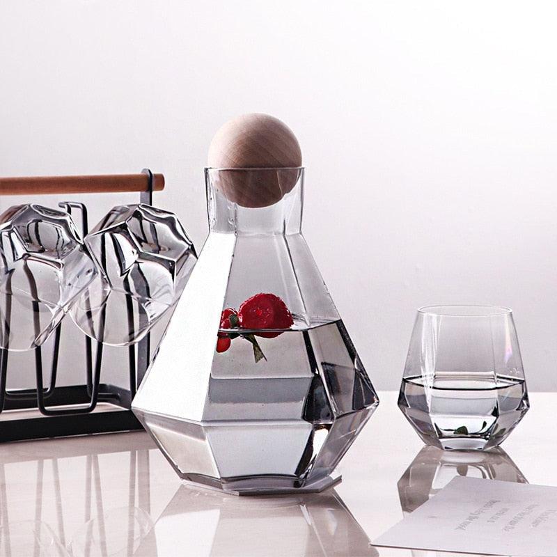 Frendorf | Glasselle Diamant Glas Set | Handgefertigte Trinkgläser & Karaffen | Luxuriöse Glasware für Wein, Wasser & Cocktails