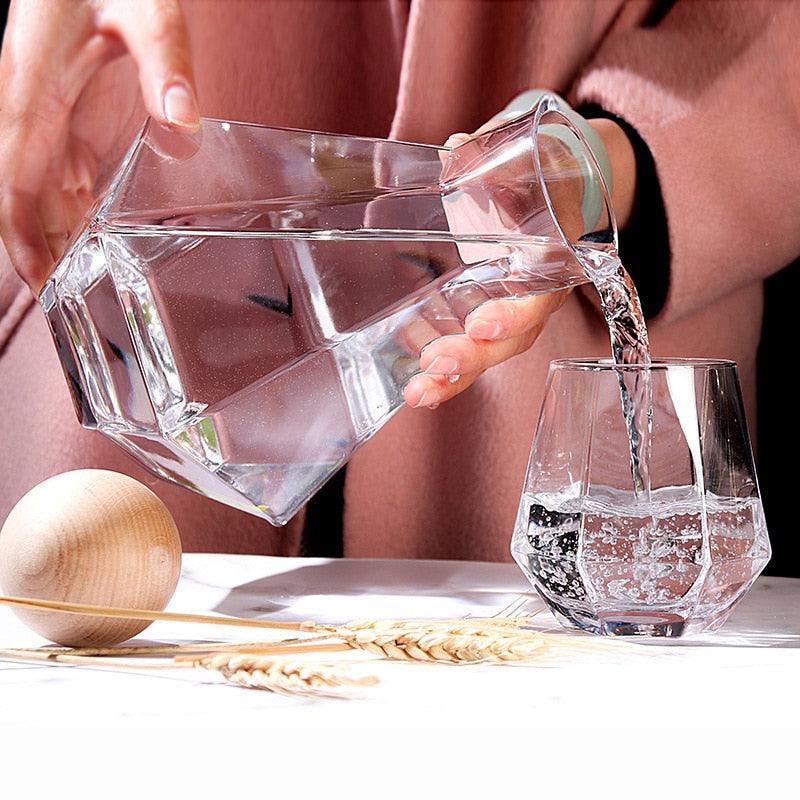 Frendorf | Glasselle Diamant Glas Set | Handgefertigte Trinkgläser & Karaffen | Luxuriöse Glasware für Wein, Wasser & Cocktails