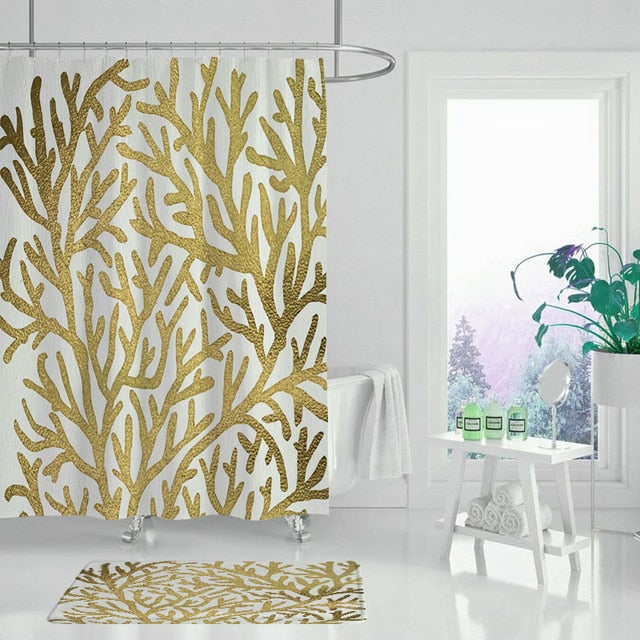 Gabby Golden Fern Duschvorhänge