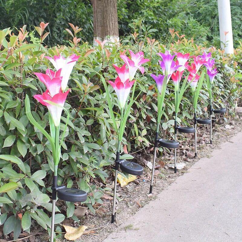 Frendorf | LilaGlowen - LED Lilien Gartenlichter | Solarbetrieben | Wetterfest | Stimmungsvolle Außenbeleuchtung