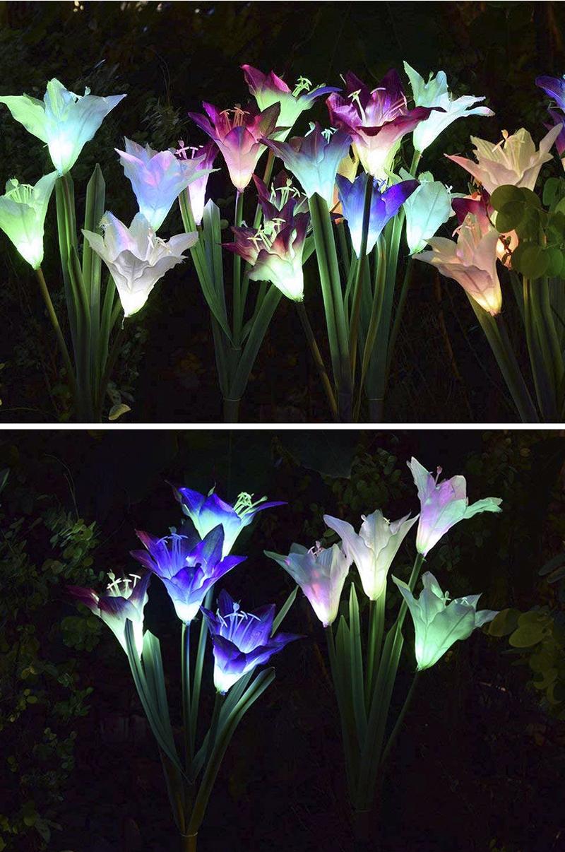 Frendorf | LilaGlowen - LED Lilien Gartenlichter | Solarbetrieben | Wetterfest | Stimmungsvolle Außenbeleuchtung