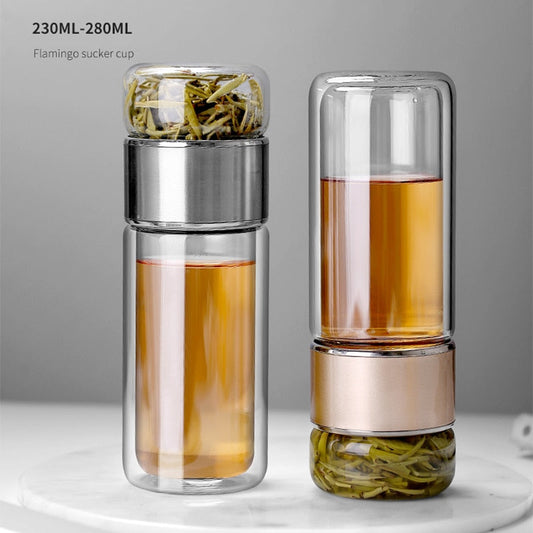 2in1 große Doppelglas-Tee-Infuser-Flasche
