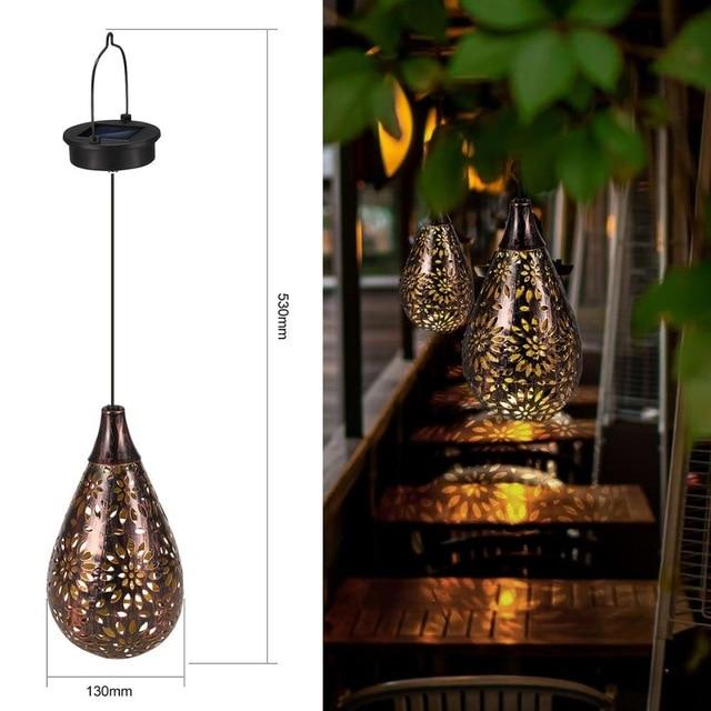 Frendorf | SolarDew Tropfen-Hängelampe | Solarbetrieben | Elegante Gartenbeleuchtung im Wasserglas-Design