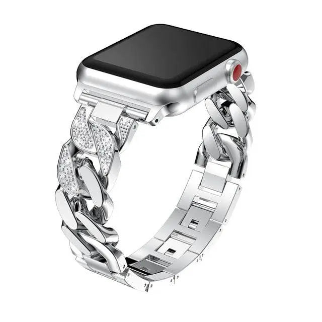 Frendorf | Stahlarmband mit Diamantgliedern für Apple Watch Series 7, 8, 9, Ultra 2