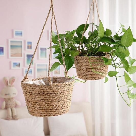 Frendorf | JuteNest Hängender Jutekorb für Pflanzen | Handgewebt | Boho-Stil | Ideal für Innen & Außen