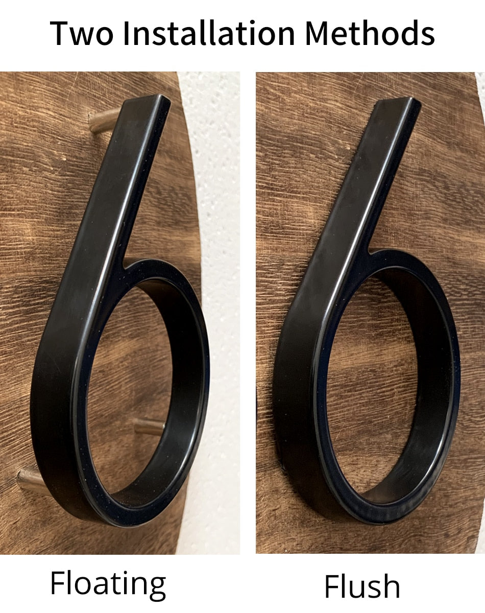 Royelux Moderne Hausnummern - Rostfreies Zinklegierung, Schwarze Oberfläche, 5" Hoch