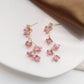 Frendorf | Lange Strass Kristall Pink Sakura Blume mit Zirkon Clip Ohrringe
