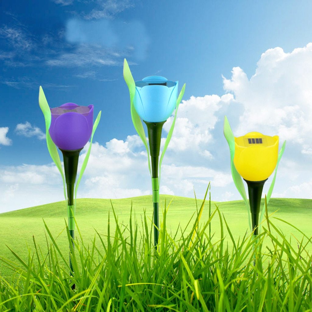 Frendorf | Tulumi Solar Gartenleuchte | Tulpen-Design | Farbige LED-Lichter | Wetterfeste Dekoration für Außenbereiche