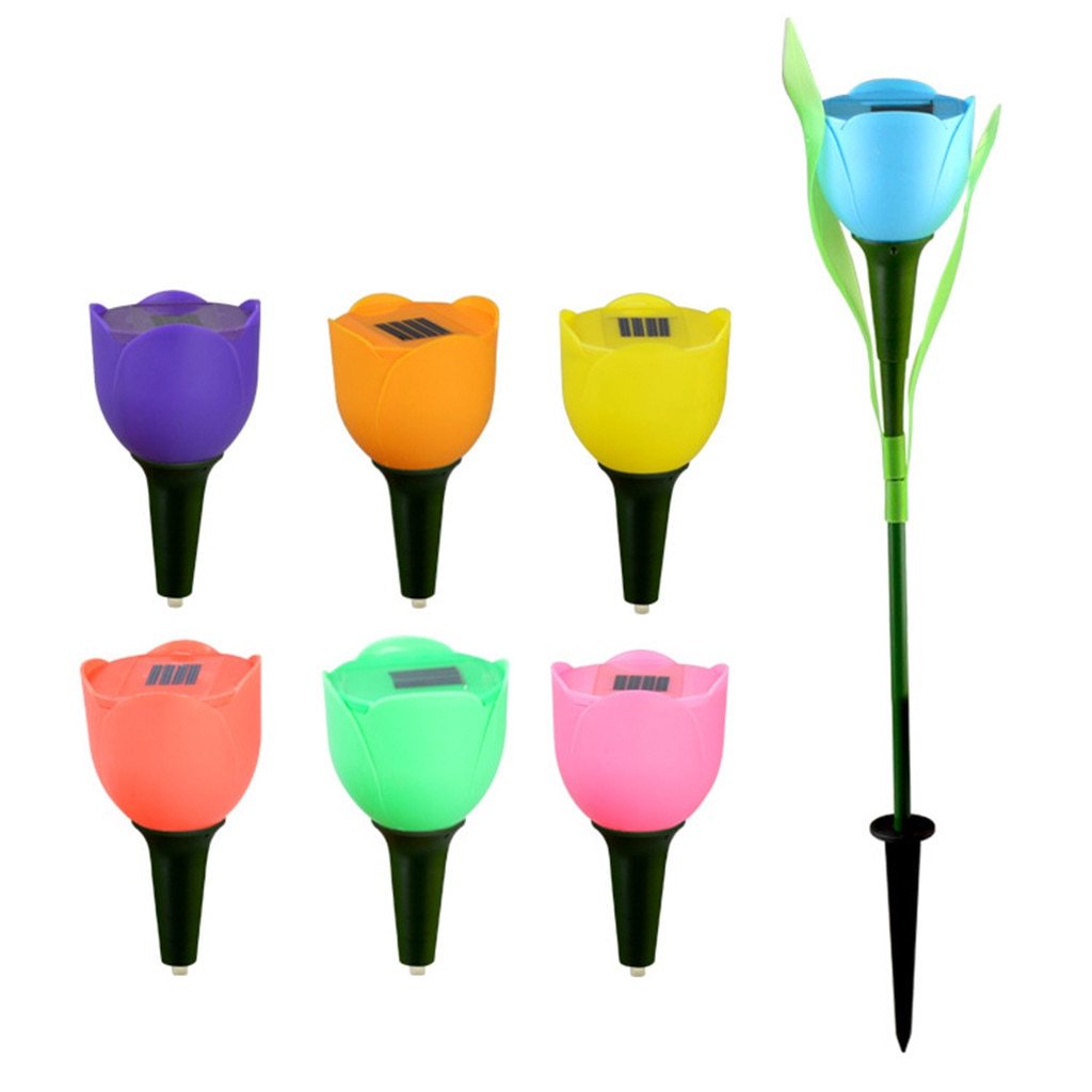 Frendorf | Tulumi Solar Gartenleuchte | Tulpen-Design | Farbige LED-Lichter | Wetterfeste Dekoration für Außenbereiche