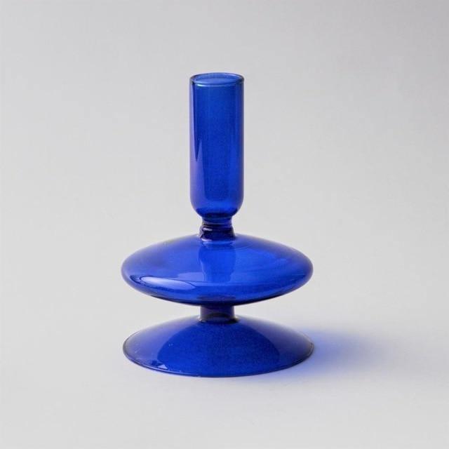 Frendorf | AzureGlow Glas-Kerzenhalter | Elegantes Design | Tafelkerzenhalter in Blau