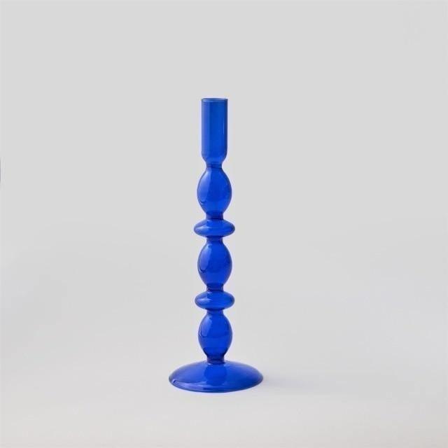 Frendorf | AzureGlow Glas-Kerzenhalter | Elegantes Design | Tafelkerzenhalter in Blau