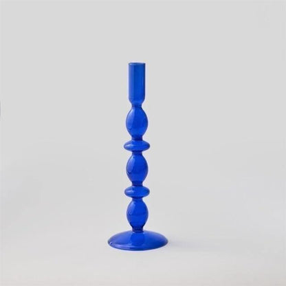 Frendorf | AzureGlow Glas-Kerzenhalter | Elegantes Design | Tafelkerzenhalter in Blau