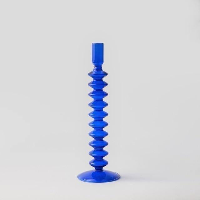 Frendorf | AzureGlow Glas-Kerzenhalter | Elegantes Design | Tafelkerzenhalter in Blau