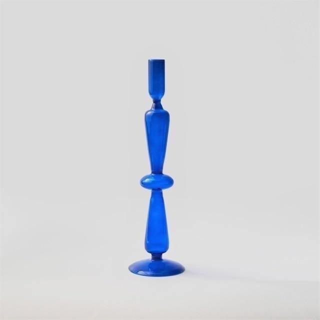 Frendorf | AzureGlow Glas-Kerzenhalter | Elegantes Design | Tafelkerzenhalter in Blau