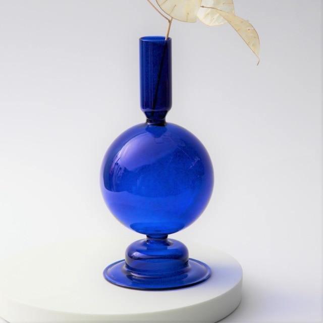 Frendorf | AzureGlow Glas-Kerzenhalter | Elegantes Design | Tafelkerzenhalter in Blau