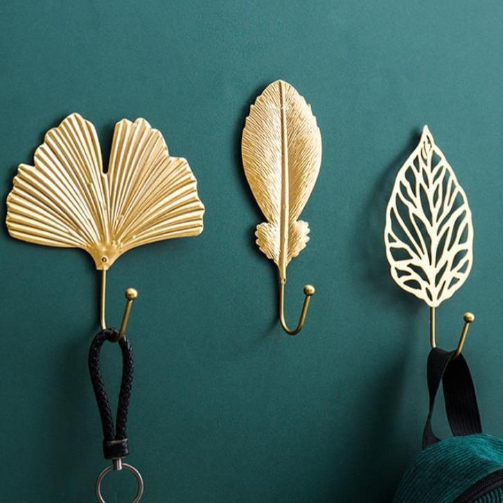 Frendorf | LeafLuxe Metall Wandhaken im Blätterdesign | Elegantes & Funktionales Dekor | In Gold & Blau erhältlich