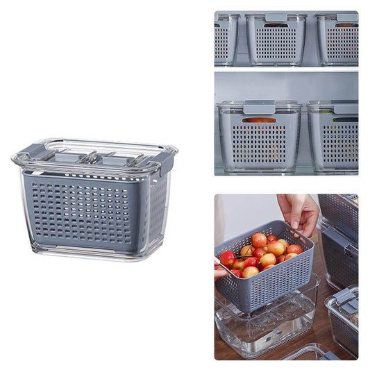 Multifunktionaler Gemüse- & Obstkühlschrank-Entwässerungs-Organizer-Box mit Deckel