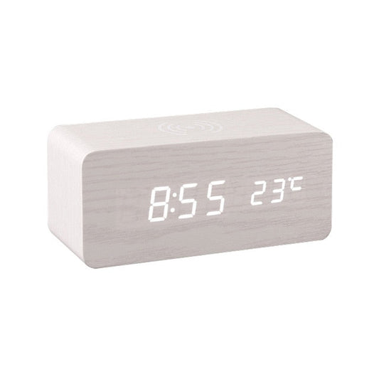 Moderner Holz-Wireless-Lade-Wecker