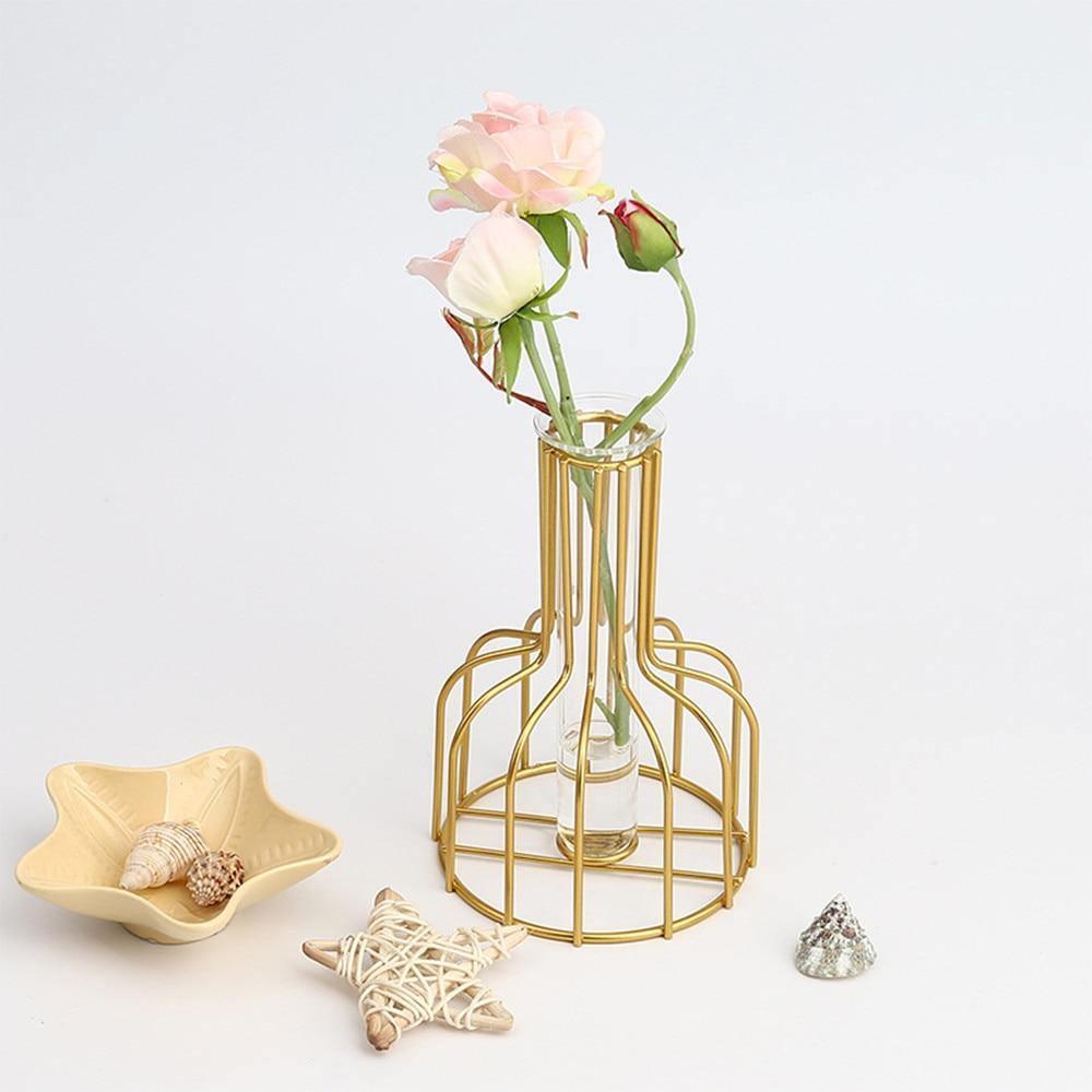 Frendorf | VaseTech Testrohr-Vase mit Metallständer | Modernes Design | Minimalistische Dekoration für Zuhause & Büro