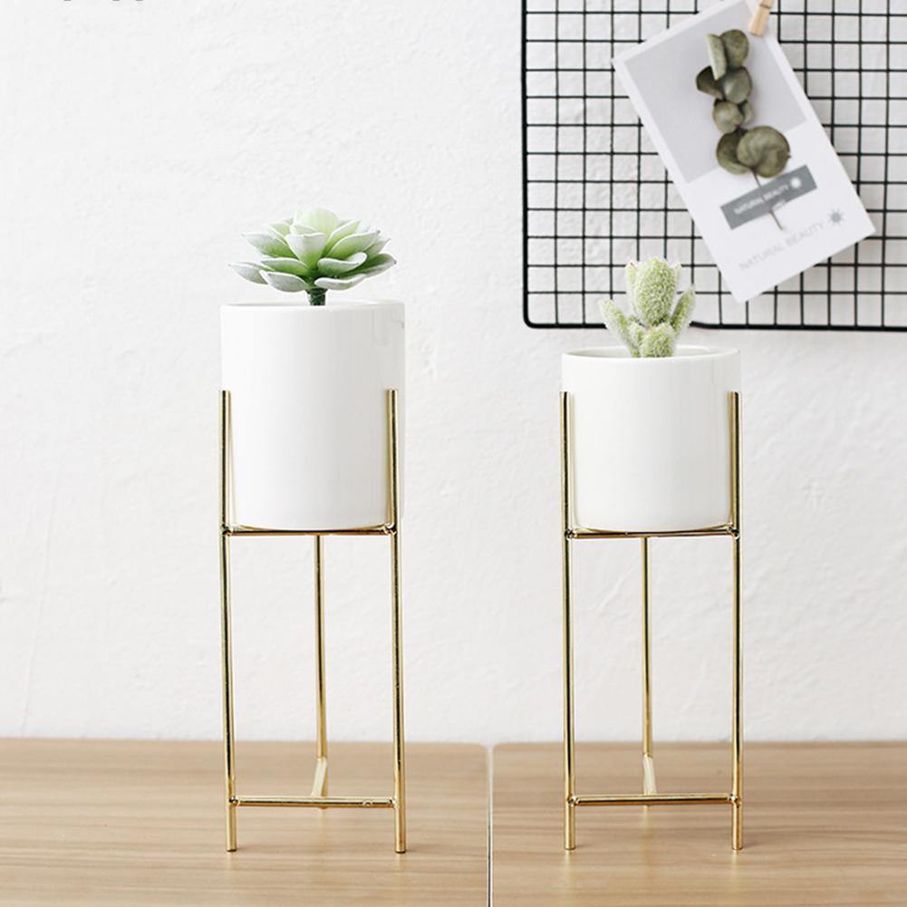 Frendorf | Keramik Blumentopf mit Metallständer | Modernes Minimalistisches Design