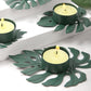 Frendorf | LeafGlow Monstera Blatt Teelichthalter aus Eisen | Elegante Kerzenhalter Deko | 4er Set für Zuhause & Garten