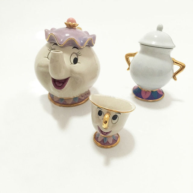 Limitierte Cartoon Die Schöne und das Biest Bone China Tasse Teeset Mrs Potts und Chips Teekanne Kaffeetassen Set