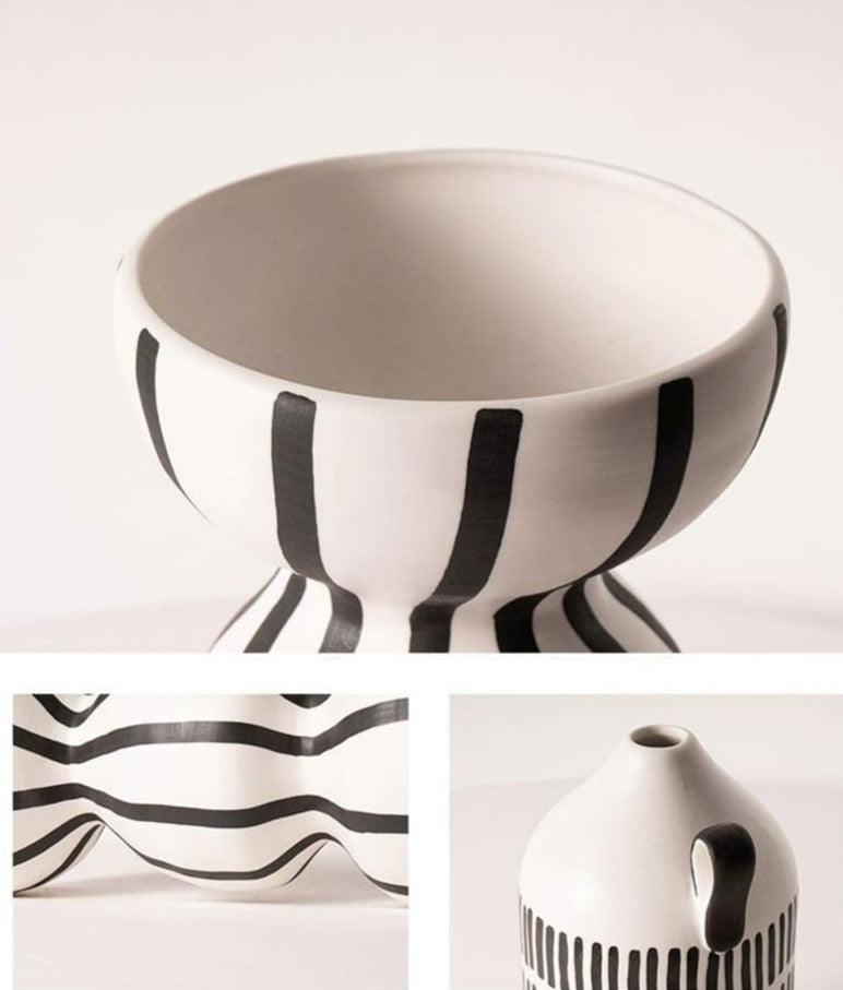 Frendorf | Dotterra Keramik Vasen Set | Handgefertigte Tribal Design Akzente | Deko-Vasen für Wohnzimmer & Flur