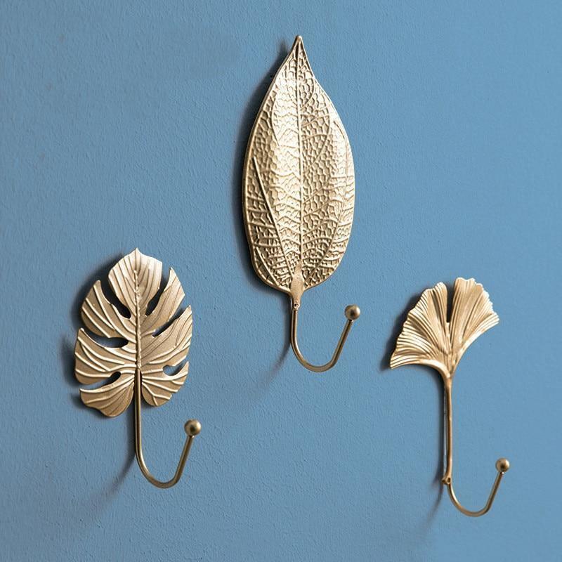 Frendorf | LeafLuxe Metall Wandhaken im Blätterdesign | Elegantes & Funktionales Dekor | In Gold & Blau erhältlich