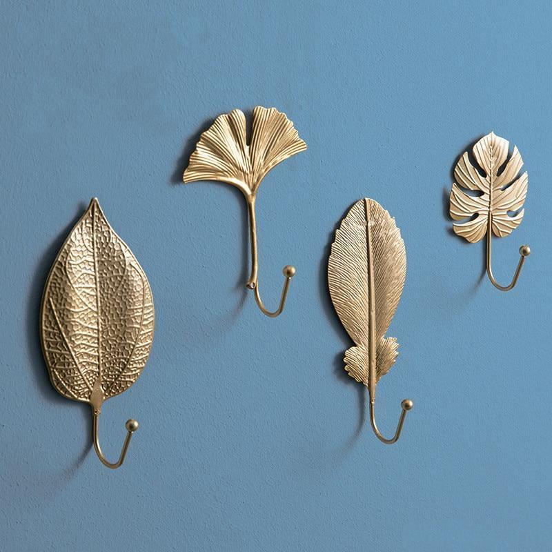 Frendorf | LeafLuxe Metall Wandhaken im Blätterdesign | Elegantes & Funktionales Dekor | In Gold & Blau erhältlich