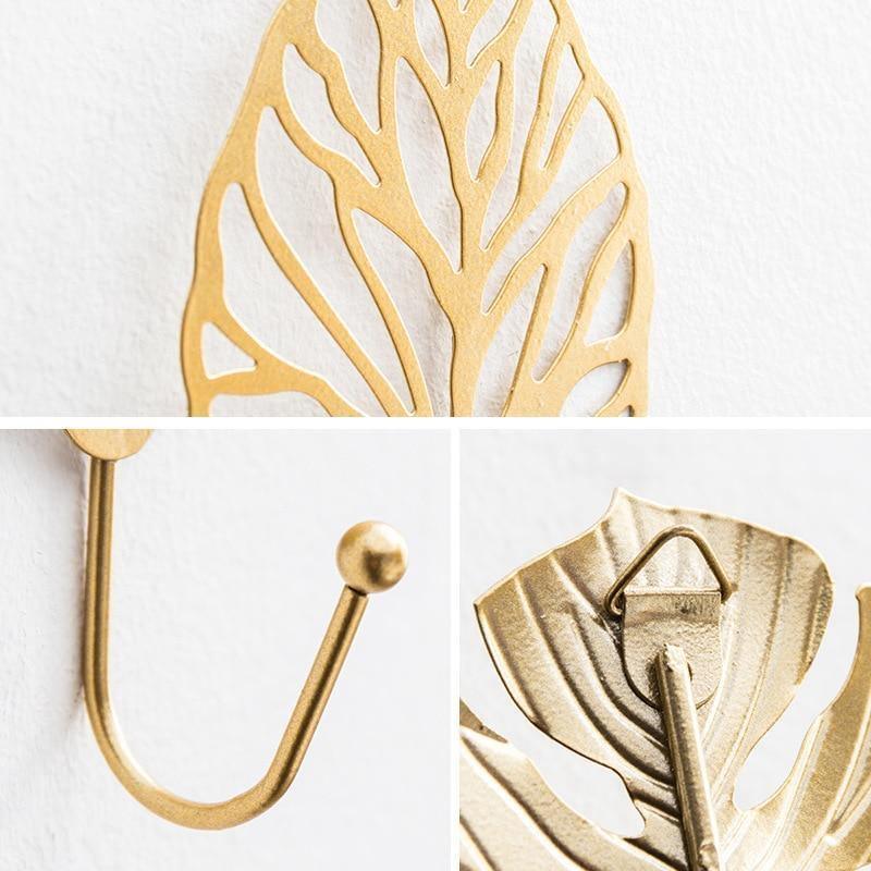 Frendorf | LeafLuxe Metall Wandhaken im Blätterdesign | Elegantes & Funktionales Dekor | In Gold & Blau erhältlich