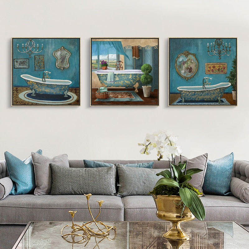 Modern Retro Bathroom - Canvas Wall Art Painting