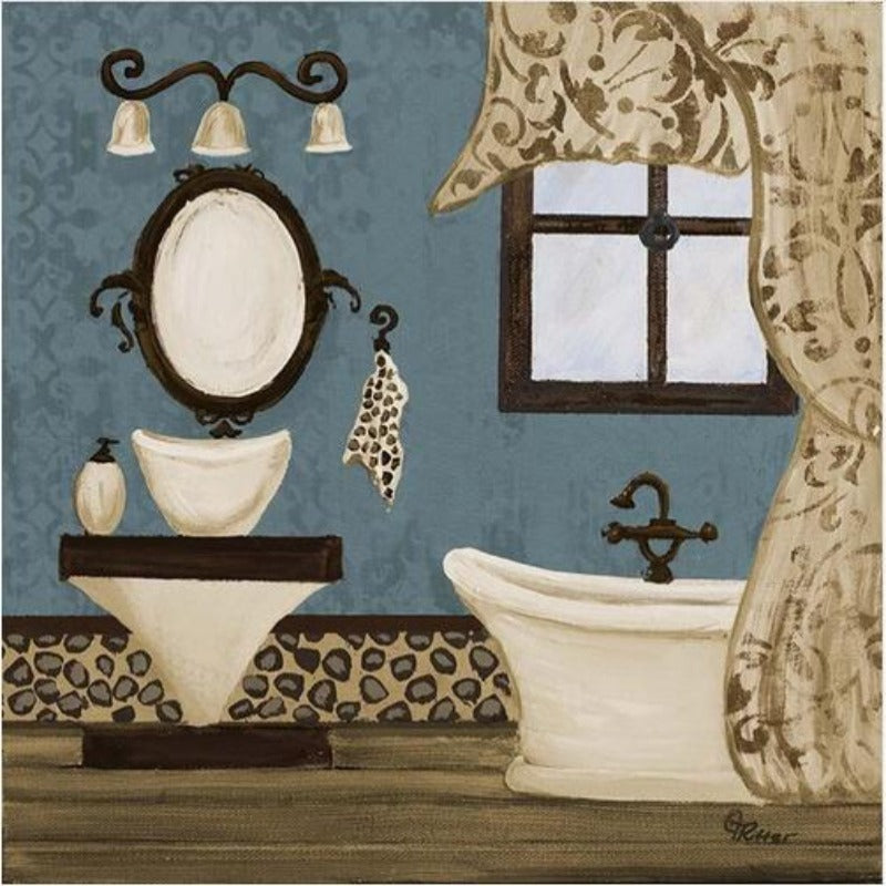 Modern Retro Bathroom - Canvas Wall Art Painting