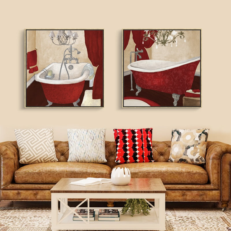 Modern Retro Bathroom - Canvas Wall Art Painting