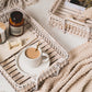 Frendorf | CaneCraft Rechteckiges Handgefertigtes Rattan Tablett | Boho-Design | Vielseitiges Serviertablett | Natürlich & Stilvoll