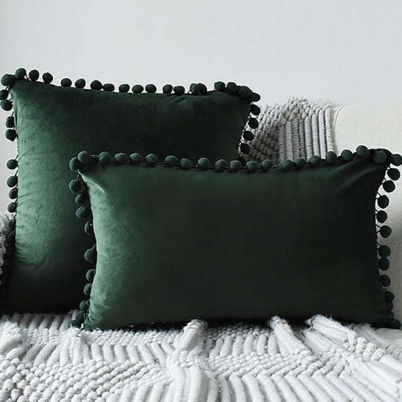 Der Luxe Pom Pom Samtkissenbezug