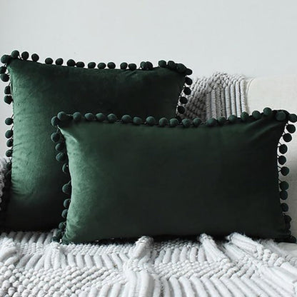 Der Luxe Pom Pom Samtkissenbezug