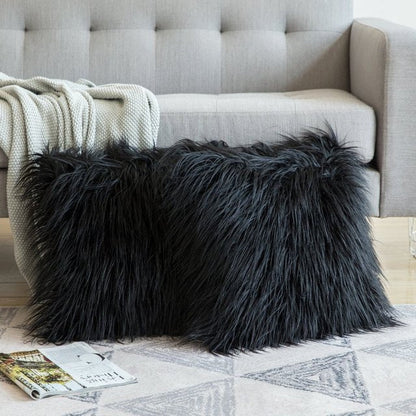 Frendorf | PlushFrost Weiches Kunstfell Kissenbezug | Flauschige Dekoration | Luxus-Kissenbezug für Sofa & Bett