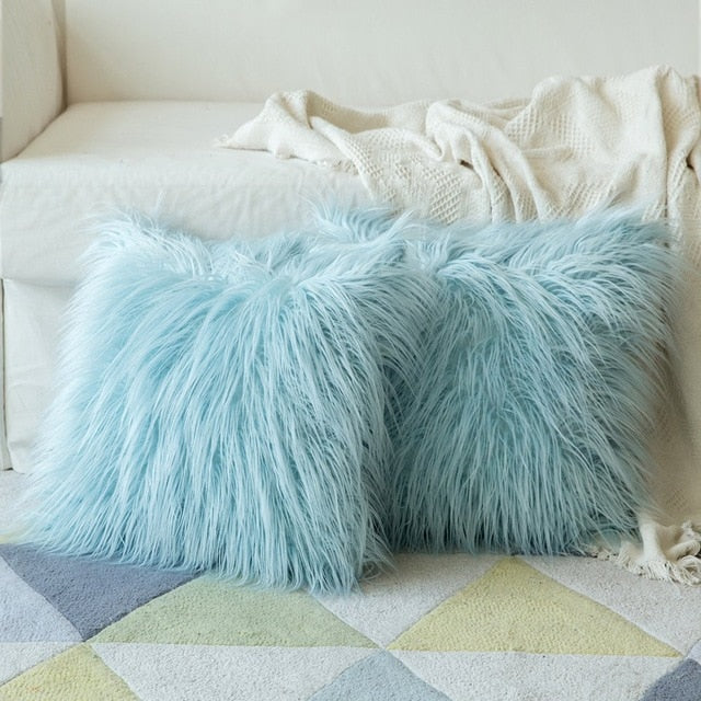 Frendorf | PlushFrost Weiches Kunstfell Kissenbezug | Flauschige Dekoration | Luxus-Kissenbezug für Sofa & Bett