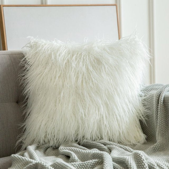 Frendorf | PlushFrost Weiches Kunstfell Kissenbezug | Flauschige Dekoration | Luxus-Kissenbezug für Sofa & Bett