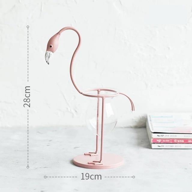 Frendorf | FlamigoBloom Tropische Deko-Vase | Zimmerpflanzengefäß | Stilvolle Glasvase mit Flamingo-Design