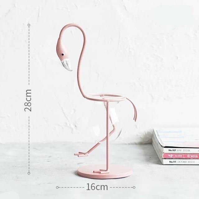 Frendorf | FlamigoBloom Tropische Deko-Vase | Zimmerpflanzengefäß | Stilvolle Glasvase mit Flamingo-Design