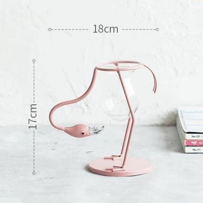 Frendorf | FlamigoBloom Tropische Deko-Vase | Zimmerpflanzengefäß | Stilvolle Glasvase mit Flamingo-Design