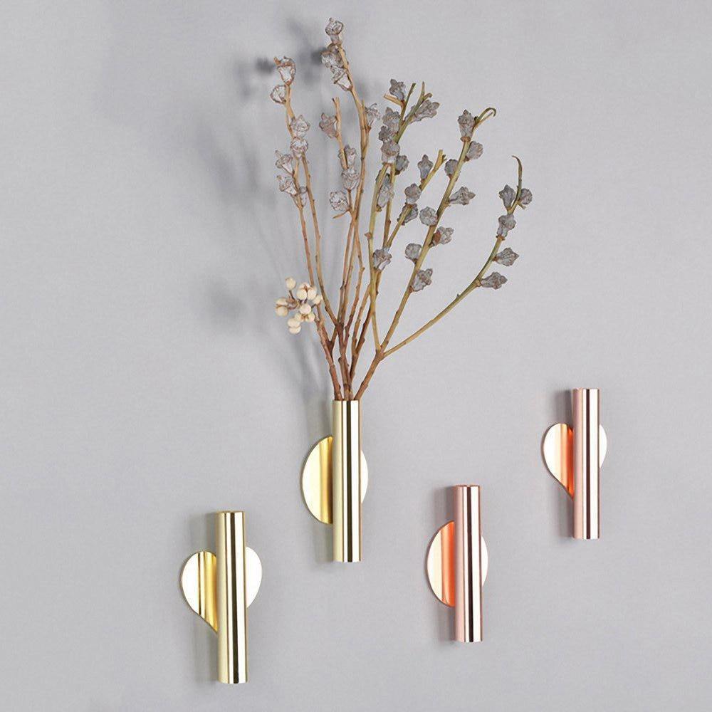 Frendorf | TubeElegance Wandvasen aus Metall | Modernes Design | Dekorative Wandhalterung für Blumen