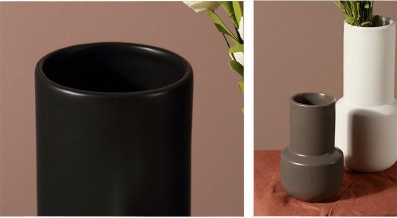 Frendorf | Vessario Keramik Vasen Set | Monochrome Design | Handgefertigte Deko-Vasen für Wohnzimmer & Schlafzimmer