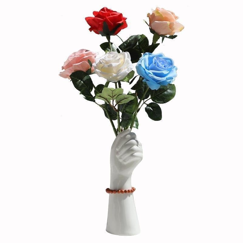 Frendorf | HandVase White Ceramic Blumenvasen | Kreatives Hand-Design | Stilvolle Tischdeko
