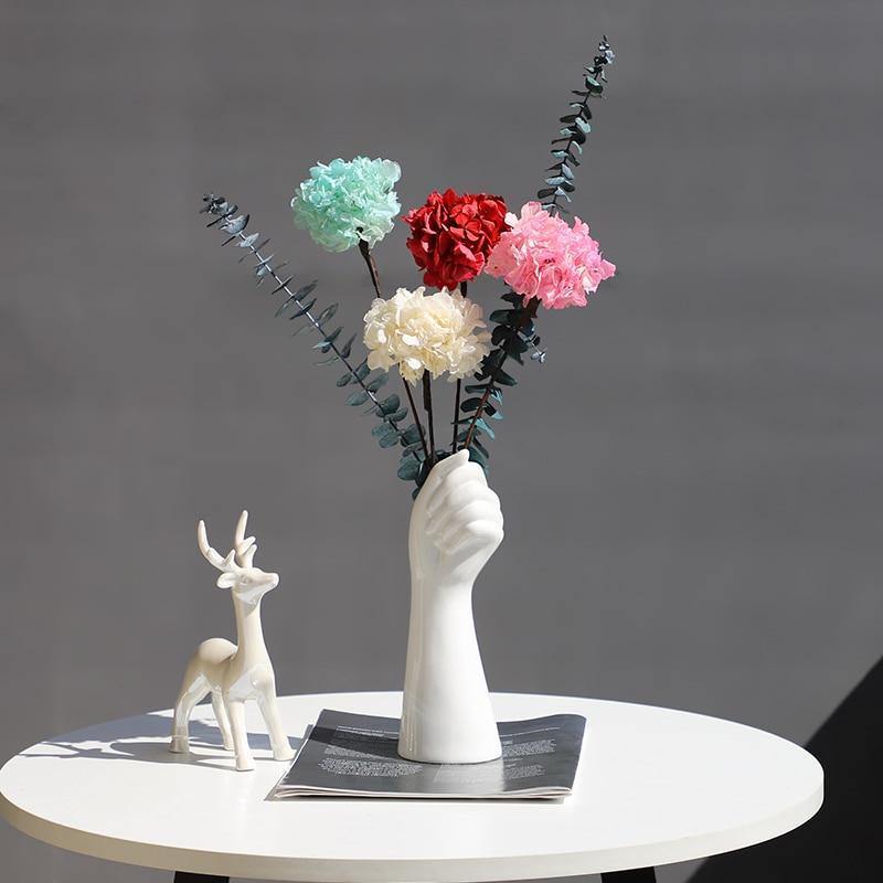 Frendorf | HandVase White Ceramic Blumenvasen | Kreatives Hand-Design | Stilvolle Tischdeko