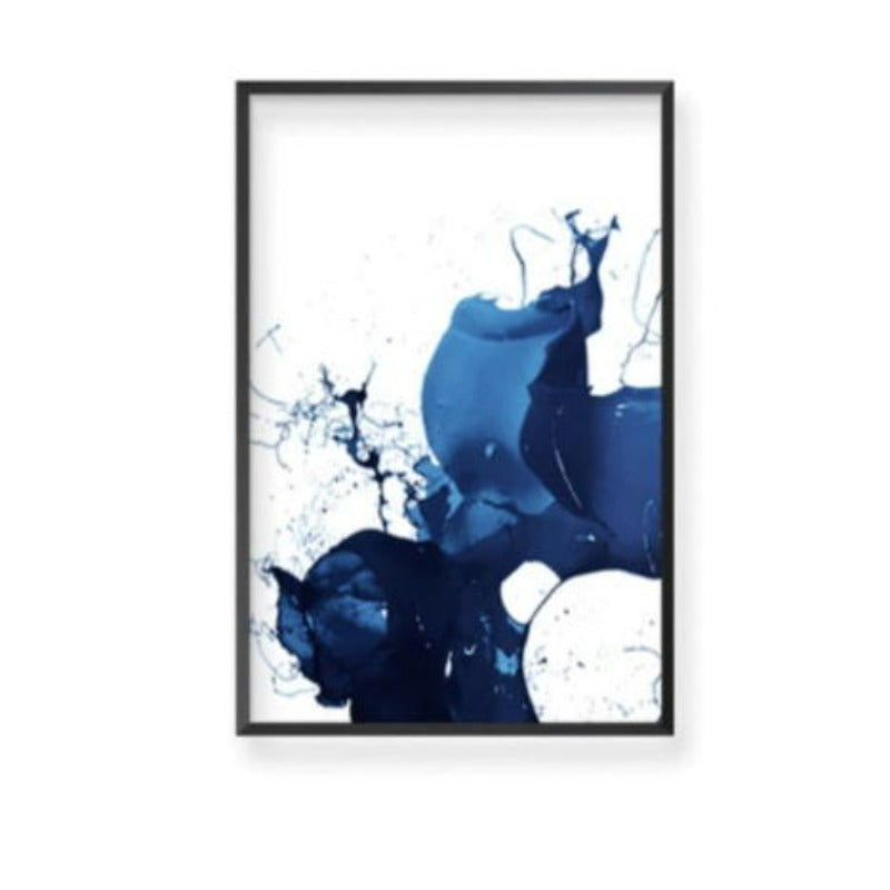 Cobalt Splash - Leinwand Wandkunst Malerei